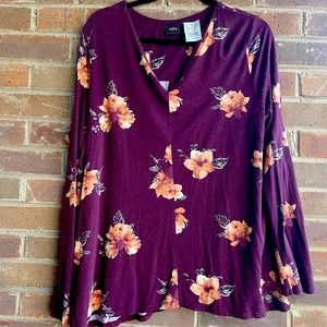 BRAND NEW NEVER WORN XL Long Sleeve Floral Blouse